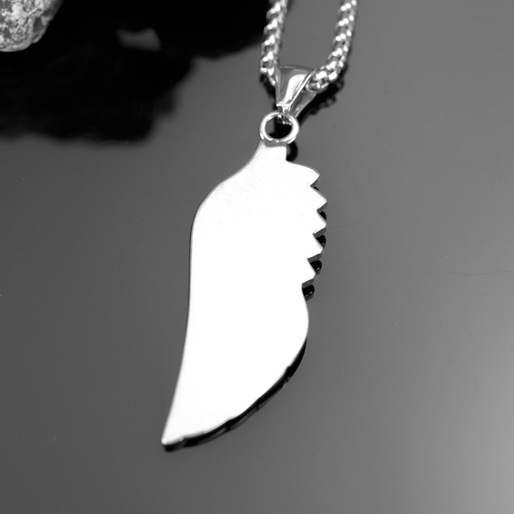 European And American Retro Wings Titanium Steel Necklace for Men