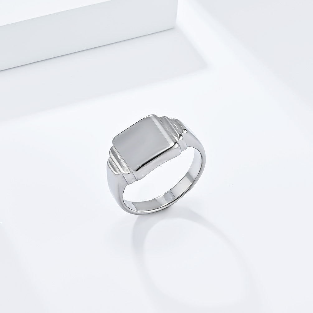 INS Simple Neutral Cold Wind Square Titanium Steel Ring