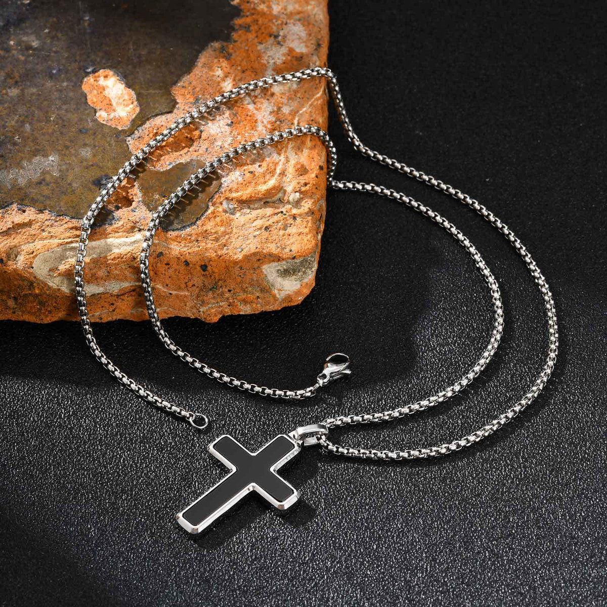 Cross Tiger Turquoise Stainless Steel Necklace for Men