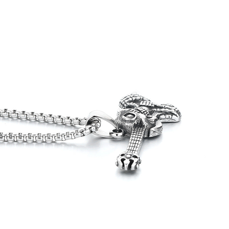 Stainless Steel Necklace - Statement Vintage Skull For Men