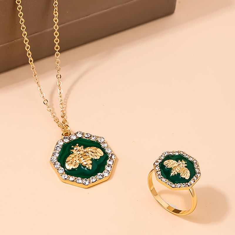 Elegant Bee Queen Necklace and Ring Set - Vienna Verve Collection by Planderful