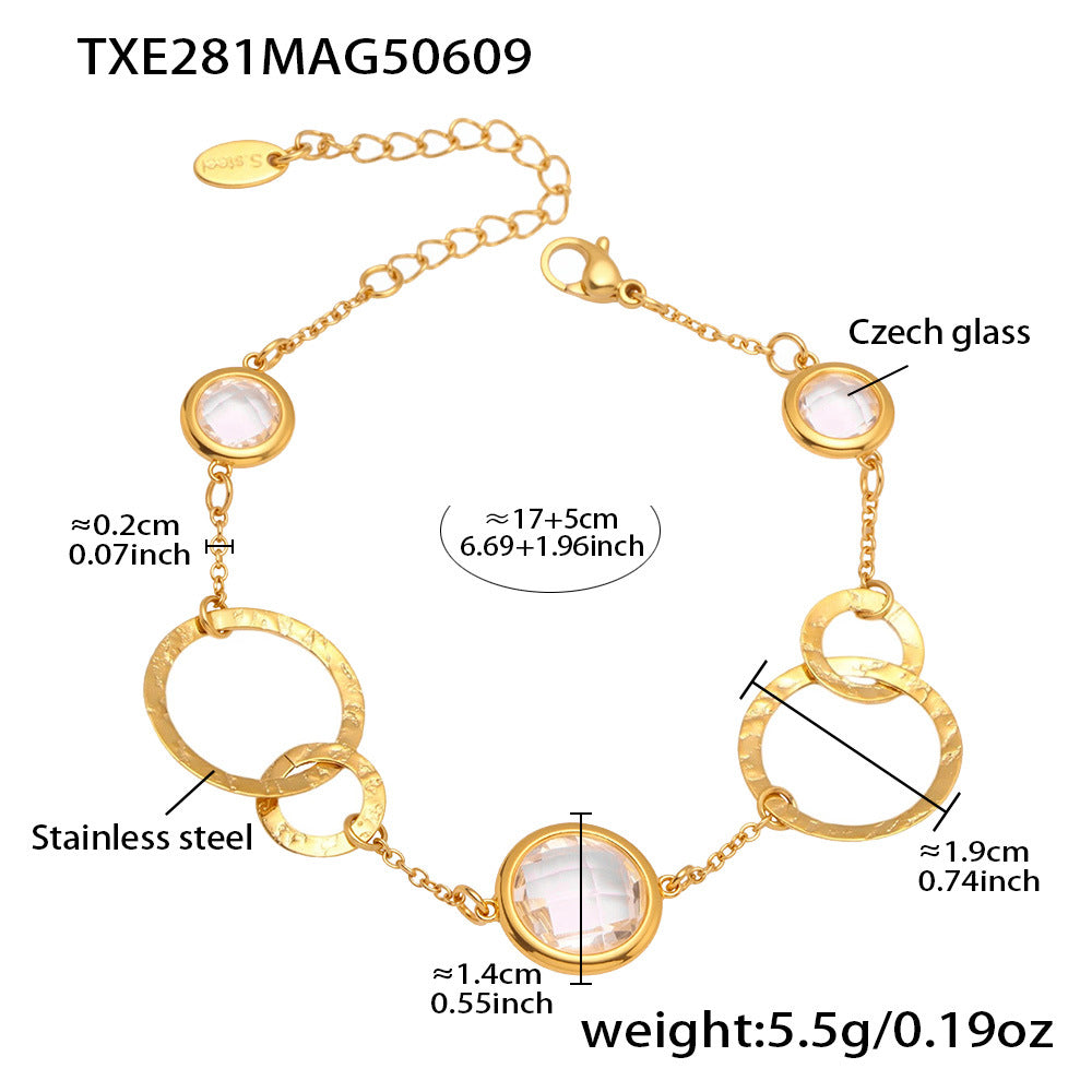 Planderful Czech Glass Ring Bracelet Women Elegant Jewelry