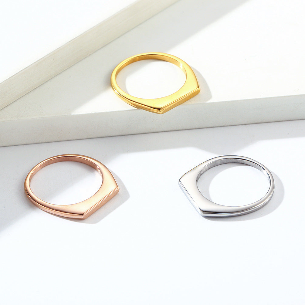 Planderful Titanium Steel Ring For Women Minimalist Light Luxury Sleek Smooth Surface