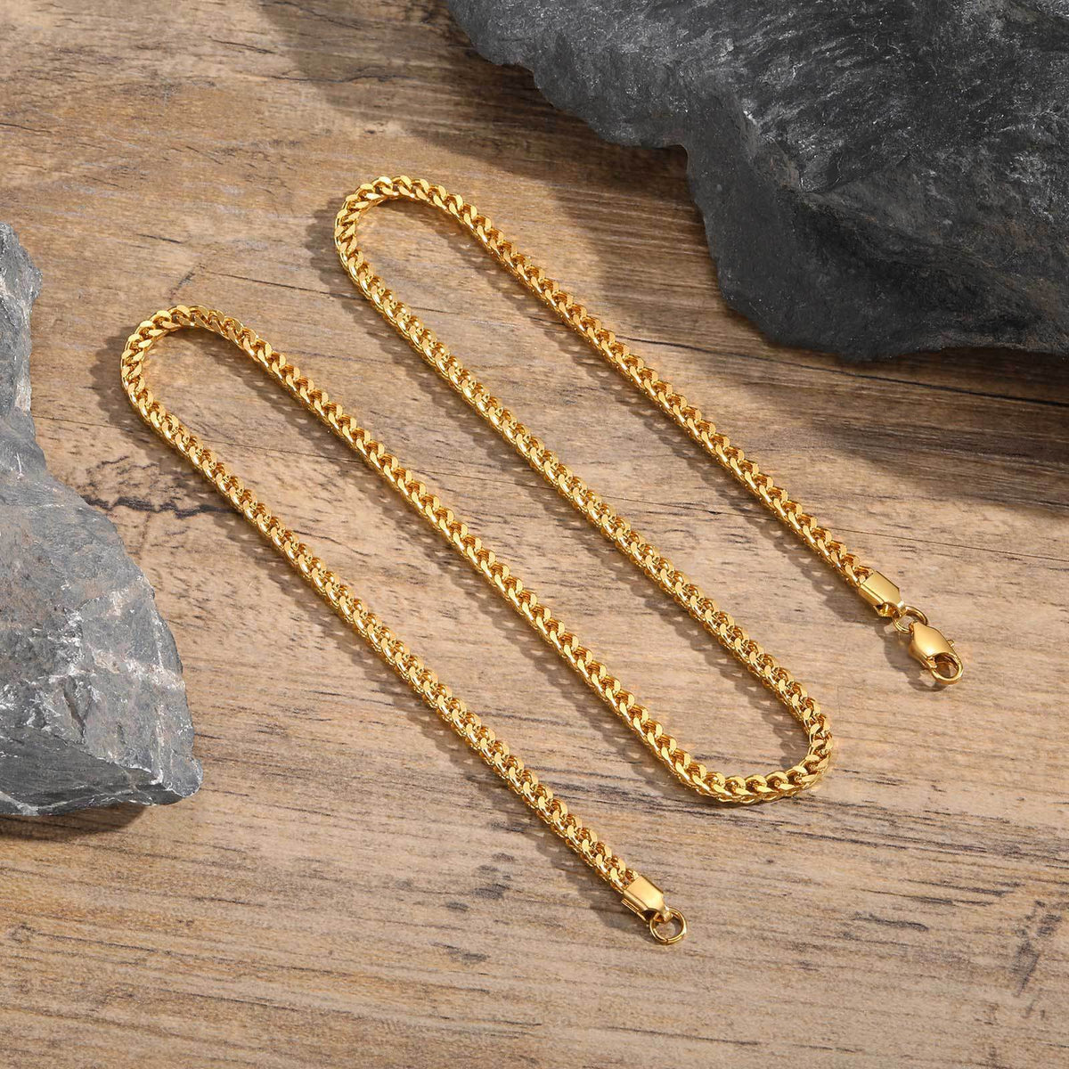 Stainless Steel Six-Sided Grinding Steel Necklace – Gold Unisex Unisex