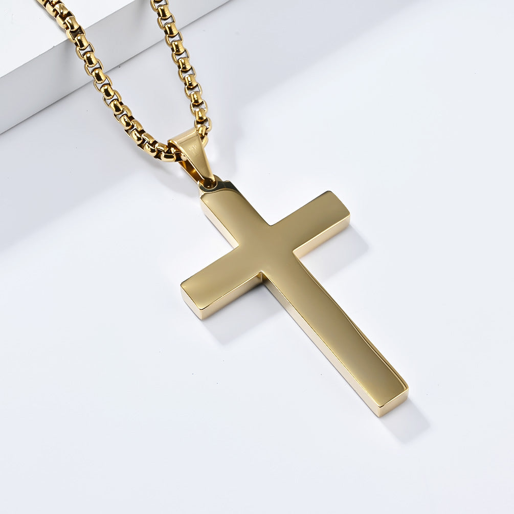 Jewelry Factory Handmade Mirror Polished Cross Necklace for Men