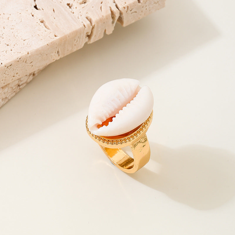 Planderful Vienna Verve Shell Ring Adjustable Fashion Jewelry