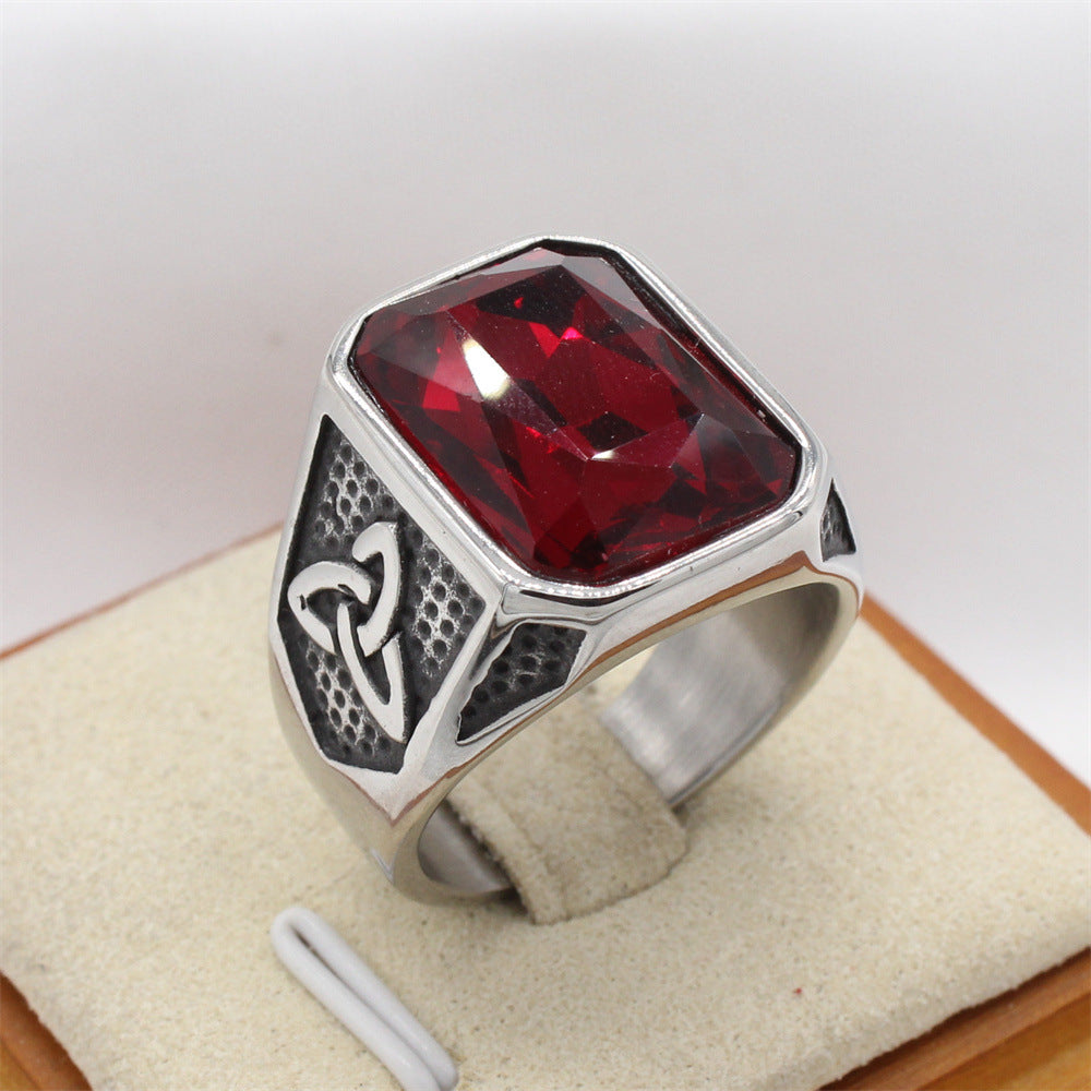 Planderful Everyday Genie Mens Titanium Steel Ring Zircon Nordic Viking Celtic Retro Protection Statement For Unisex