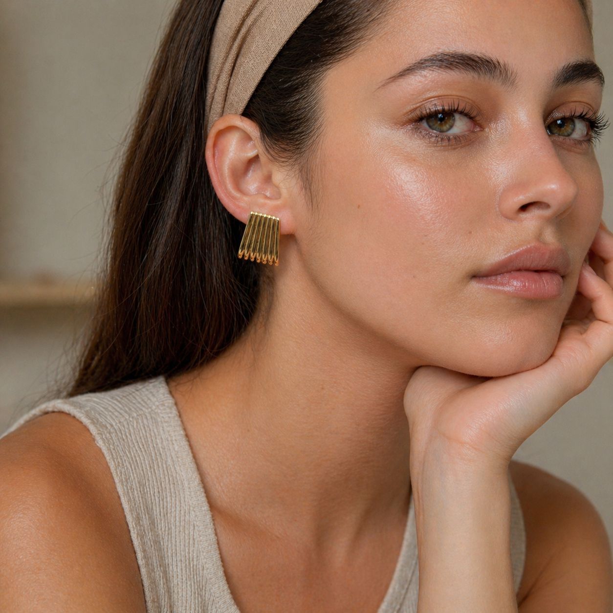 Planderful Stainless Steel Earrings With Glossy Vertical Pattern Geometric Texture For Modern Women