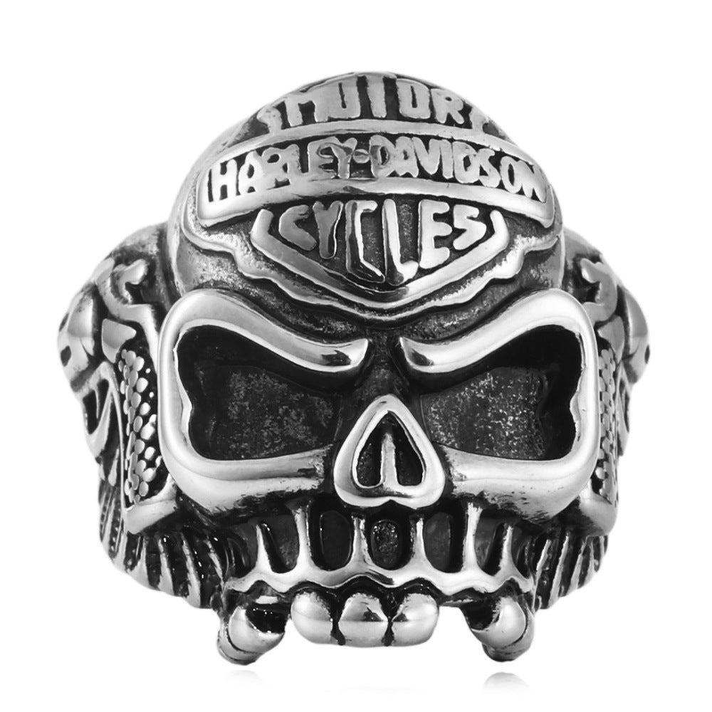 Planderful Titanium Skull Ring for Men Unisex Punk Fashion with Multi Colored Stones Durable Statement Jewelry