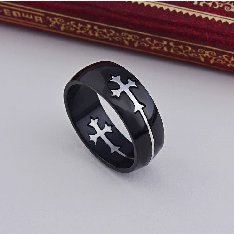 Removable Stainless Steel Two-Color Cross Ring – Stainless Steel