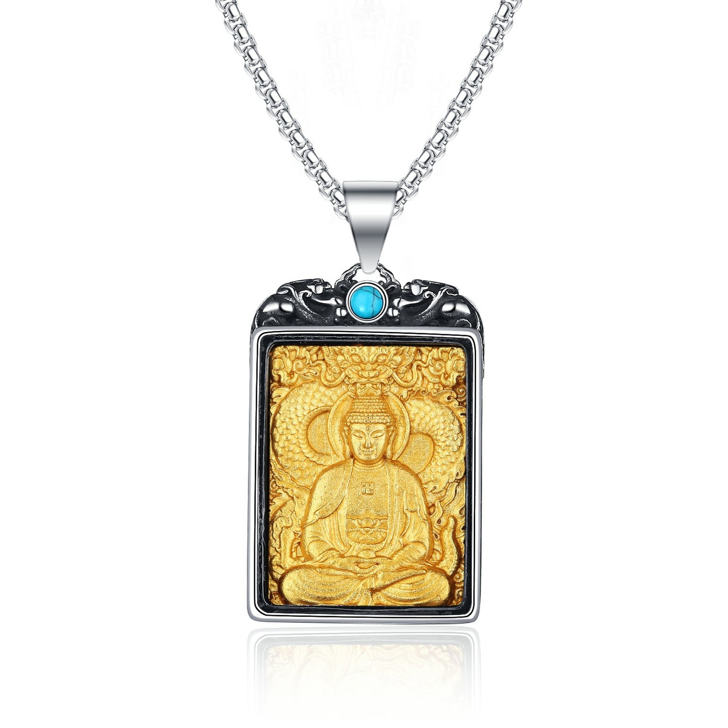 Stainless Steel Necklace - Elegant Zodiac Buddha Pendant
