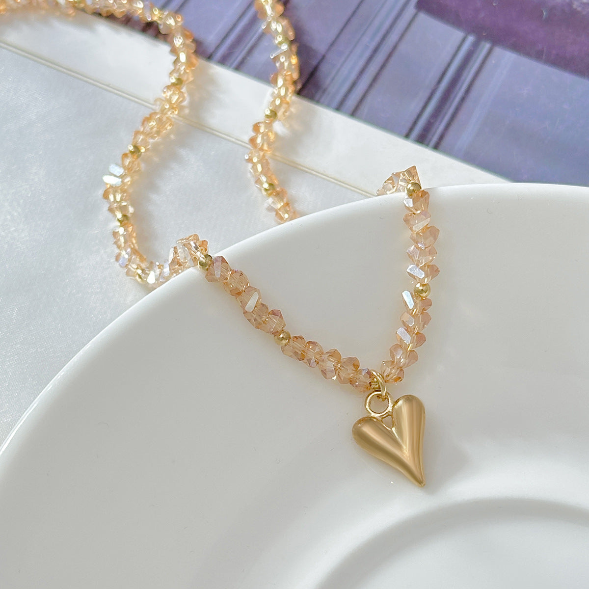 Heart Crystal-Style Collarbone Necklace