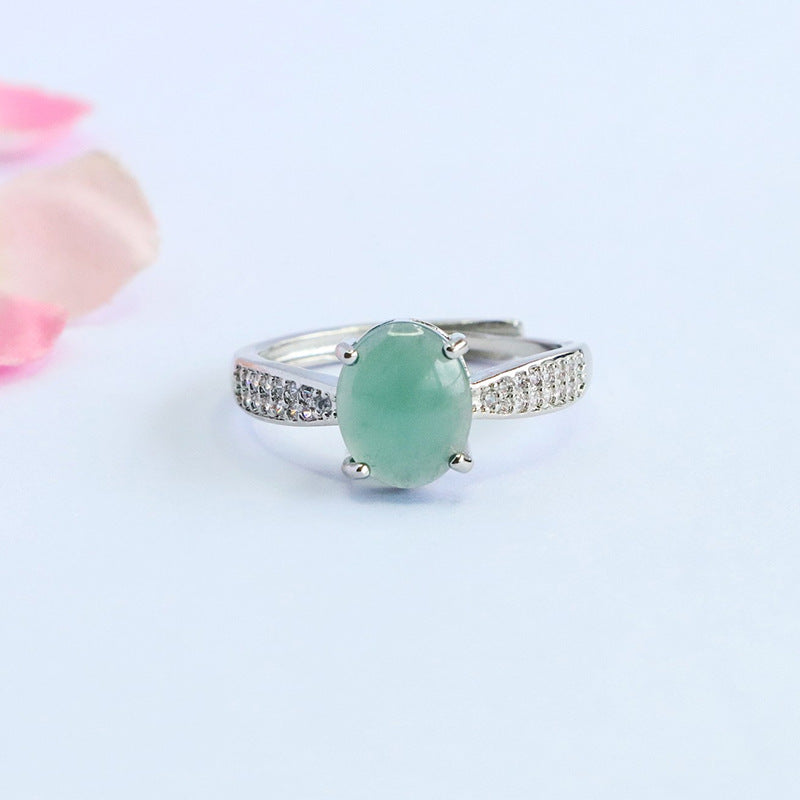Blue-Water Jadeite Star Dew Ring
