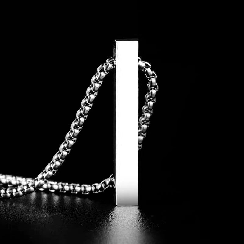 Planderful Jewelry Stainless Steel Long Square Pendant Necklace For Men Collarbone Chain Hip Hop Style