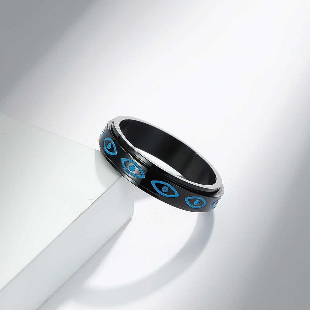 Planderful Eye of Horus Titanium Rotating Ring for Men and Women Anxiety Relief Fidget Jewelry