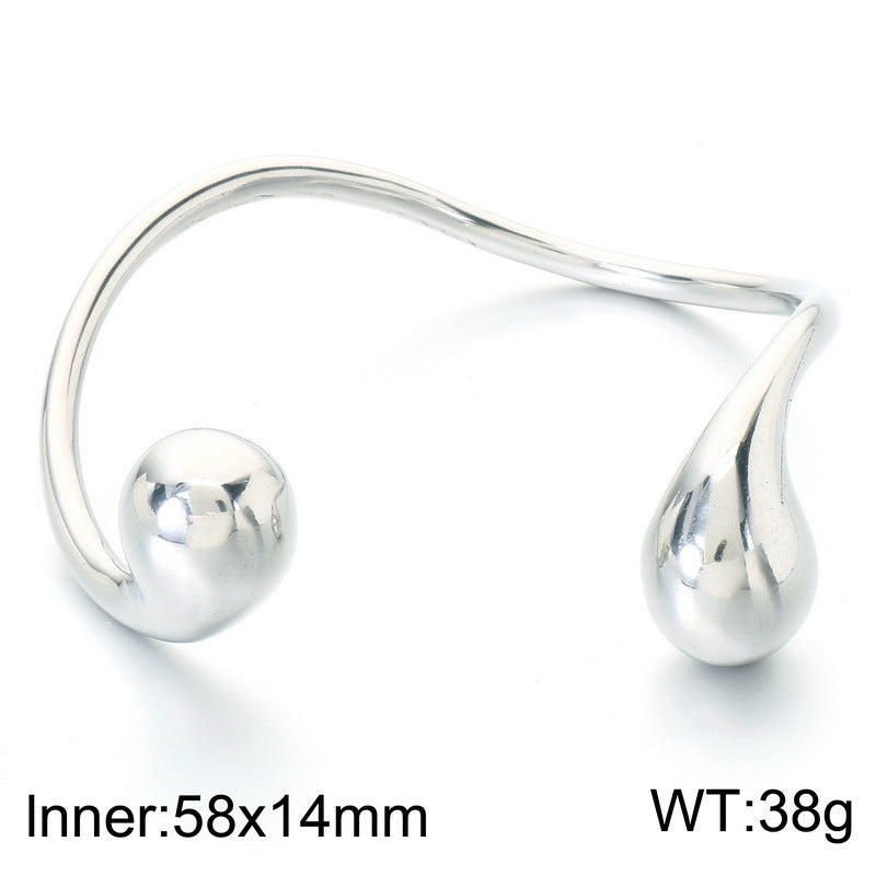 Mobius Twist Open Stainless Steel Bracelet Water Drop Double Head Stainless Steel Unisex