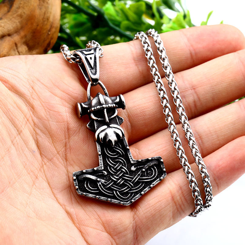 Titanium Steel Viking Thor's Hammer Pendant - European and American Men's Unique Jewelry