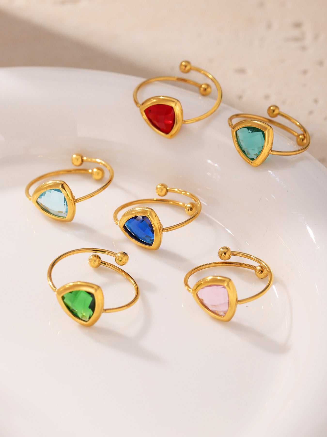 Planderful 18K Gold Plated Ring For Her Czech Glass Ball