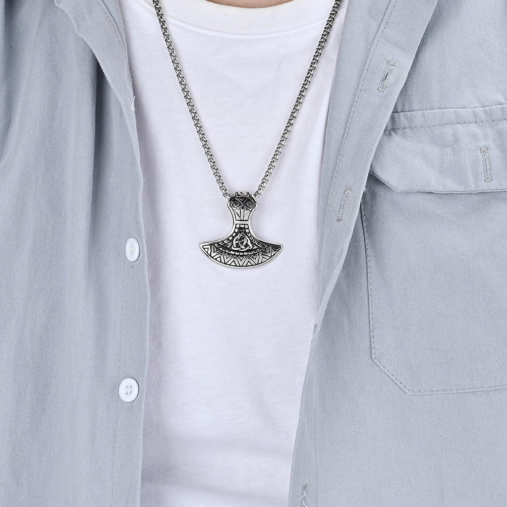 Nordic Style Viking Tomahawk Titanium Steel Necklace for Men