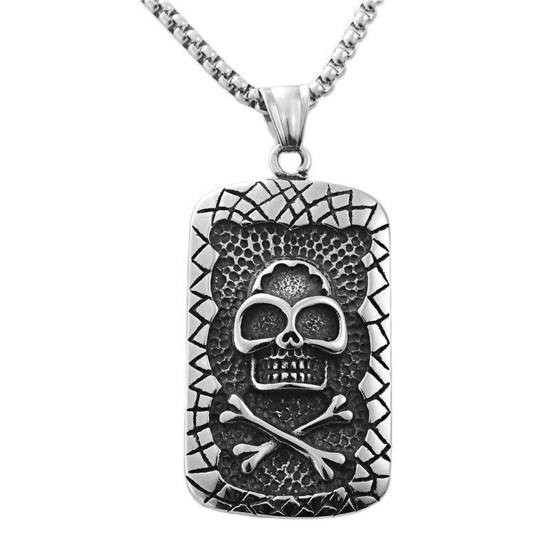 Titanium Steel Skull Pendant Necklace for Men - Retro Punk Style Stainless Steel Accessory