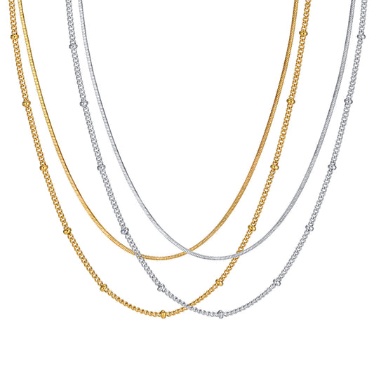 Cross-Border Jewelry Double-Layer Gold Snake Chain Necklace