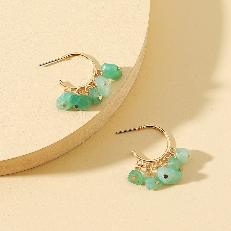 Enamel Gravel Earrings with C-Shaped Stones - Vienna Verve Collection by Planderful