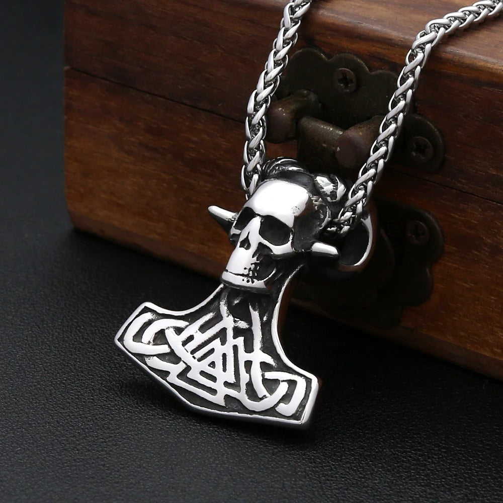 Punk Skull Viking Stainless Steel Men's Pendant Necklace