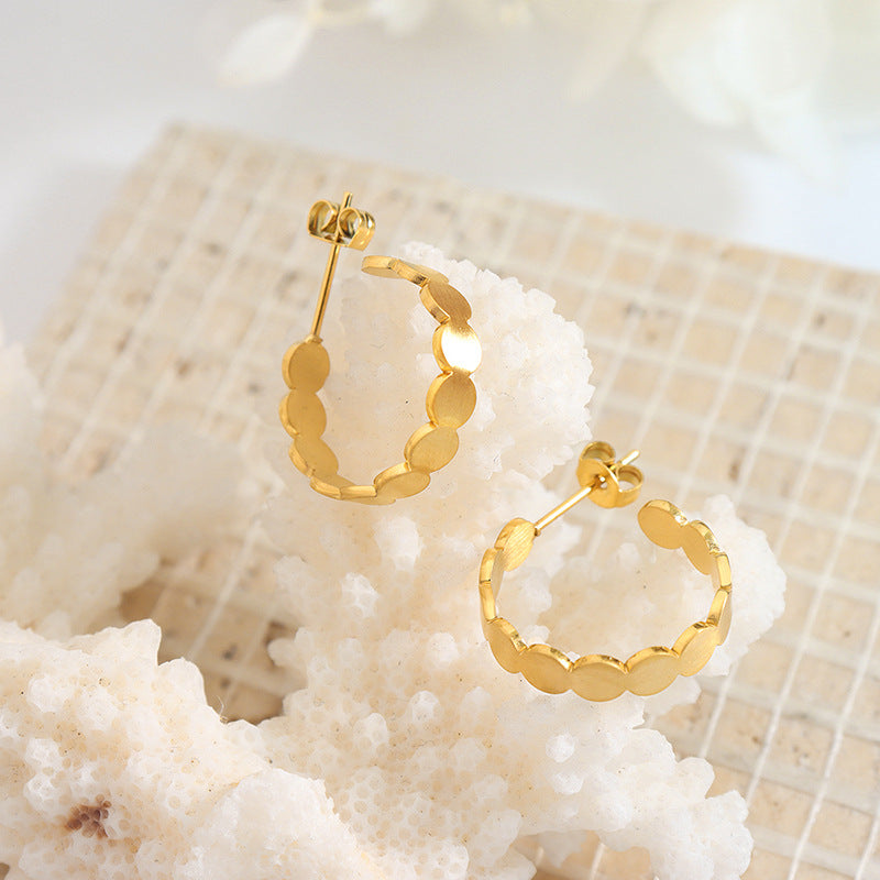 Nordic Charm Modern Cold Instagram Style Minimalist Oval Link Earring and Bracelet Set