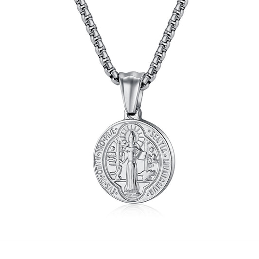 Cross-Border E-Commerce Saint Benedict Exorcist Coin Pendant Necklace
