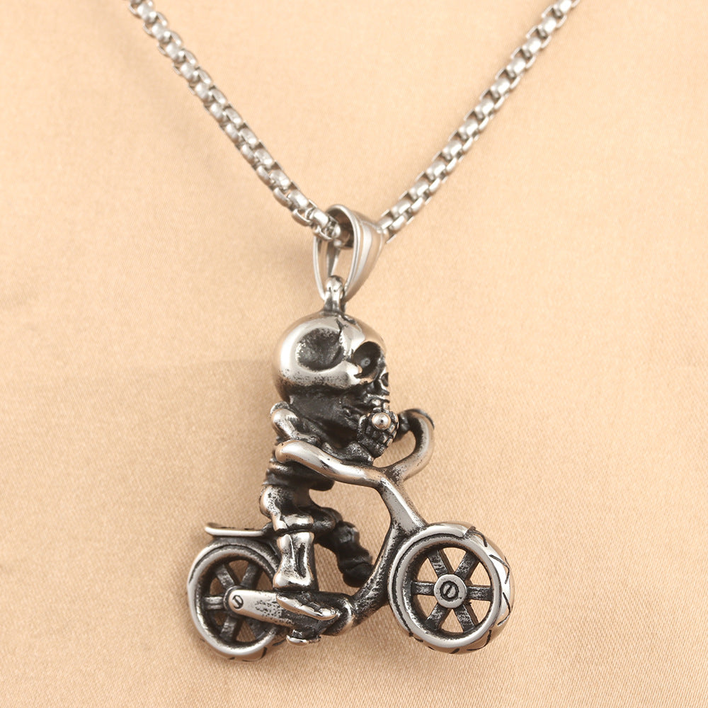 European And American Stainless Steel Skull Bicycle Pendant