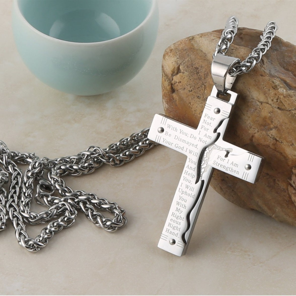 Cross Nails Stainless Steel Men's Pendant Necklace