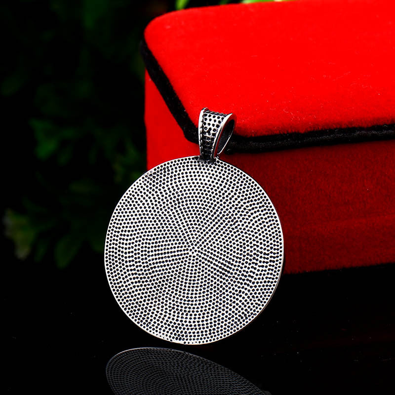 Titanium Steel Viking Rune Pendant Necklace for Men - Retro Tree of Life Design