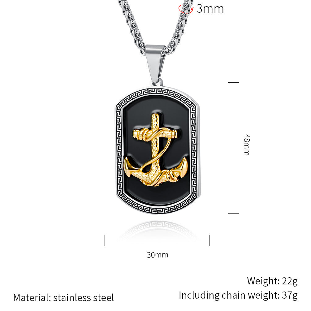 Planderful Anchor Pendant Necklace Titanium Steel Unisex Does Not Fade Everyday Genie