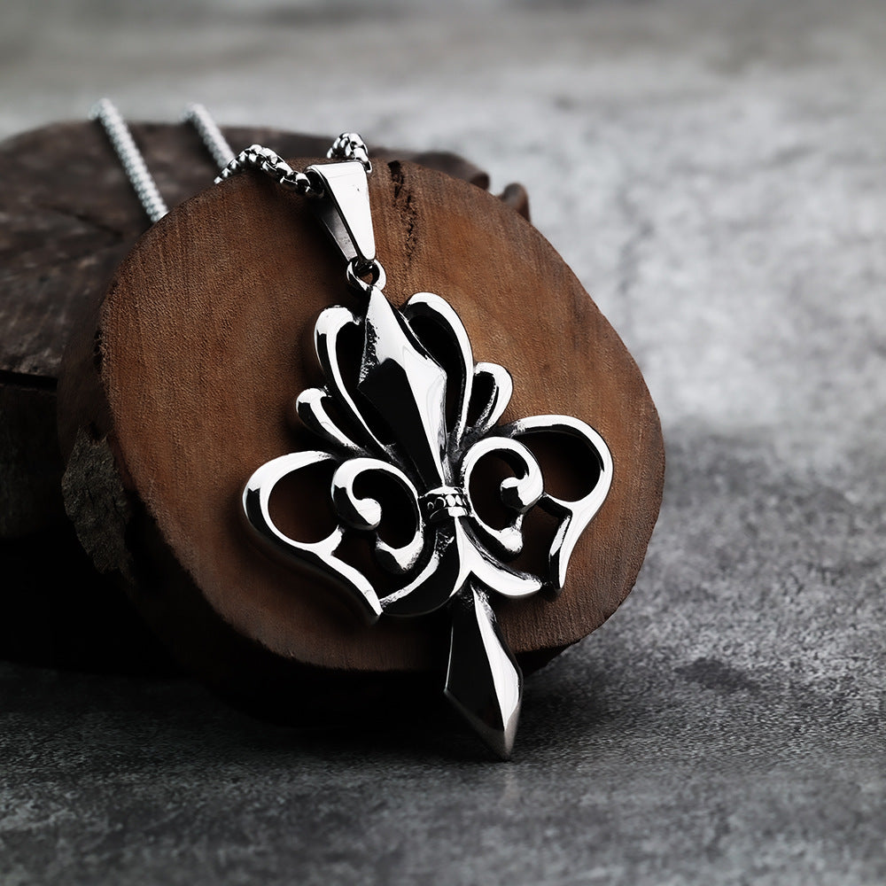 European and American Jewelry Wholesale Titanium Steel Men's Pendant Necklace Retro Hip-Hop Cross Pendant