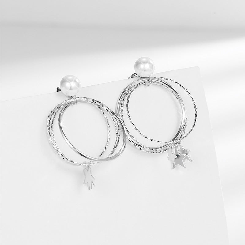 Star Pentagonal 925 Sterling Silver Women's Earrings