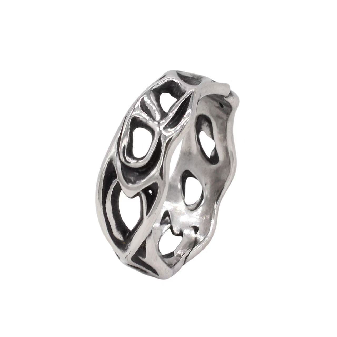 Planderful Jewelry Titanium Ring For Men Flame Retro Style European American Inspired Design