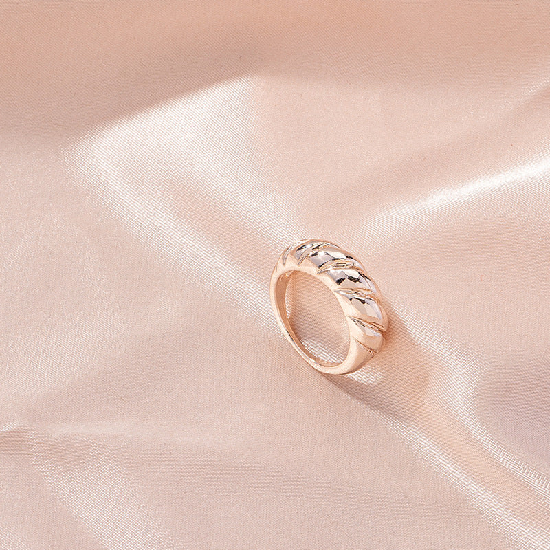 Chic Japanese and Korean Metal Texture Rings for Women - Wholesale Minimalist Alloy Design