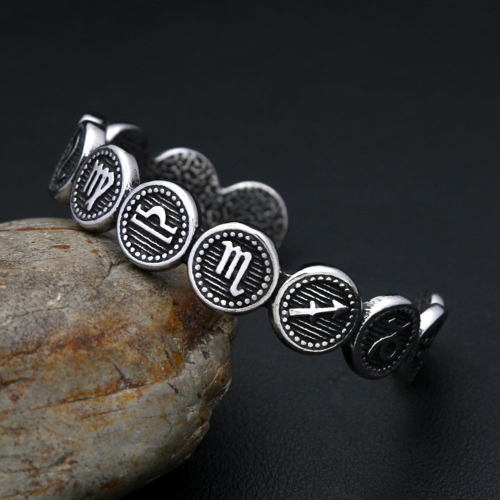 Planderful Odin Rune Stainless Steel Bracelet Open Viking Symbol For Norse Mythology Fans