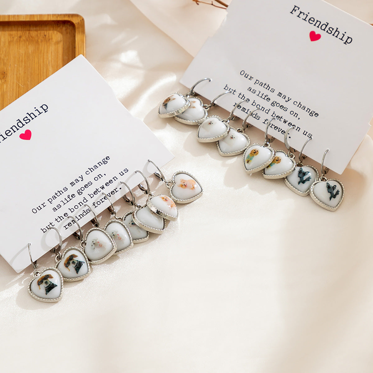 Creative Acrylic Heart-shaped Stud Earrings with Animal Designs for Women