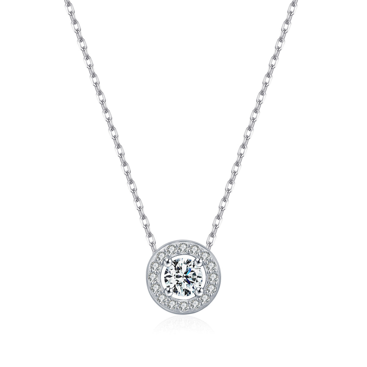925 Sterling Silver Round Moissanite Necklace