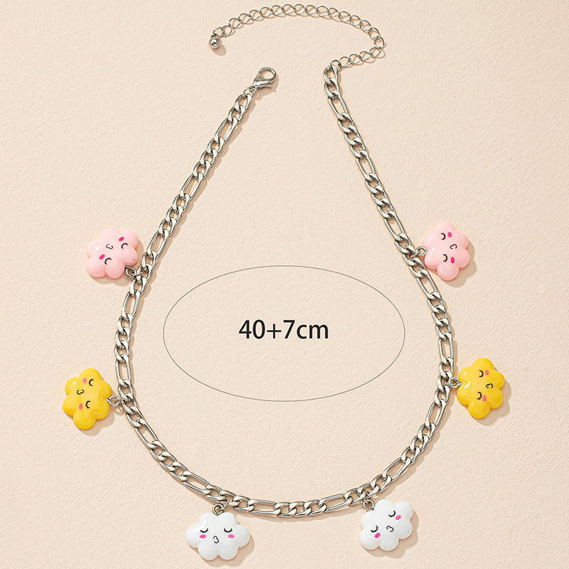 Japanese and Korean Sen Department Quirky Expression Necklace Women's Unique Design Personalized Accessories Collarbone Chain Jewellery