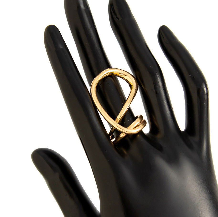 Planderful Geometric Line Ring for Women Hollow Joint Minimalist Statement Jewelry Vienna Verve