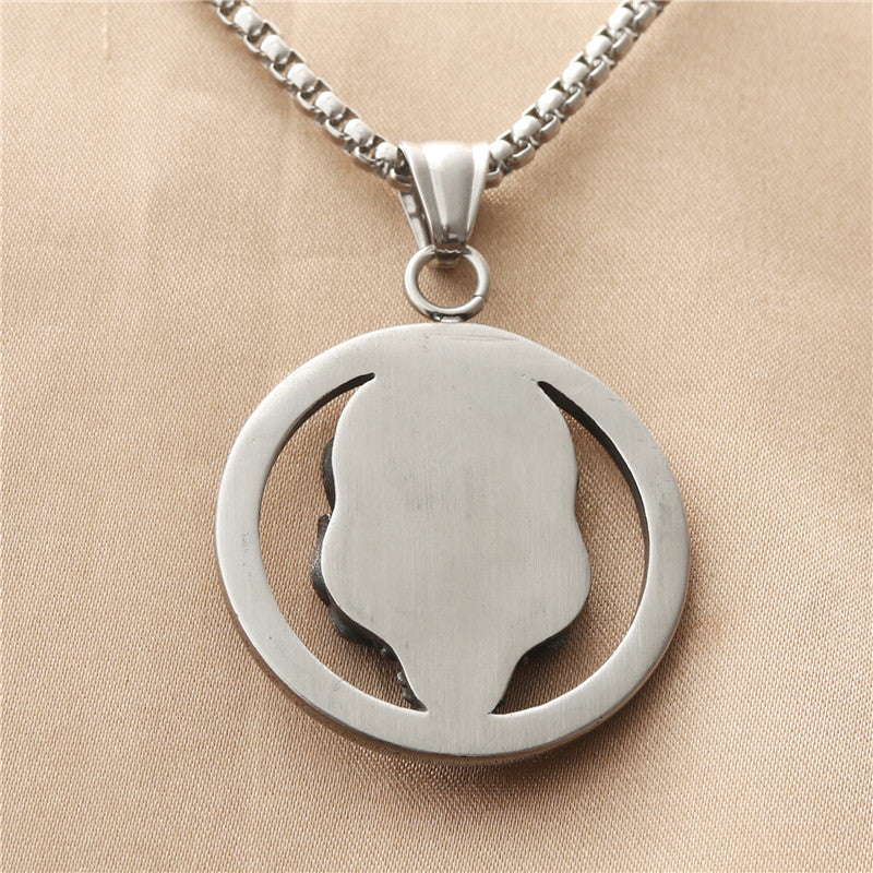 Personalized Retro Punk Skull Pendant Necklace for Men - Titanium Steel Flame Design