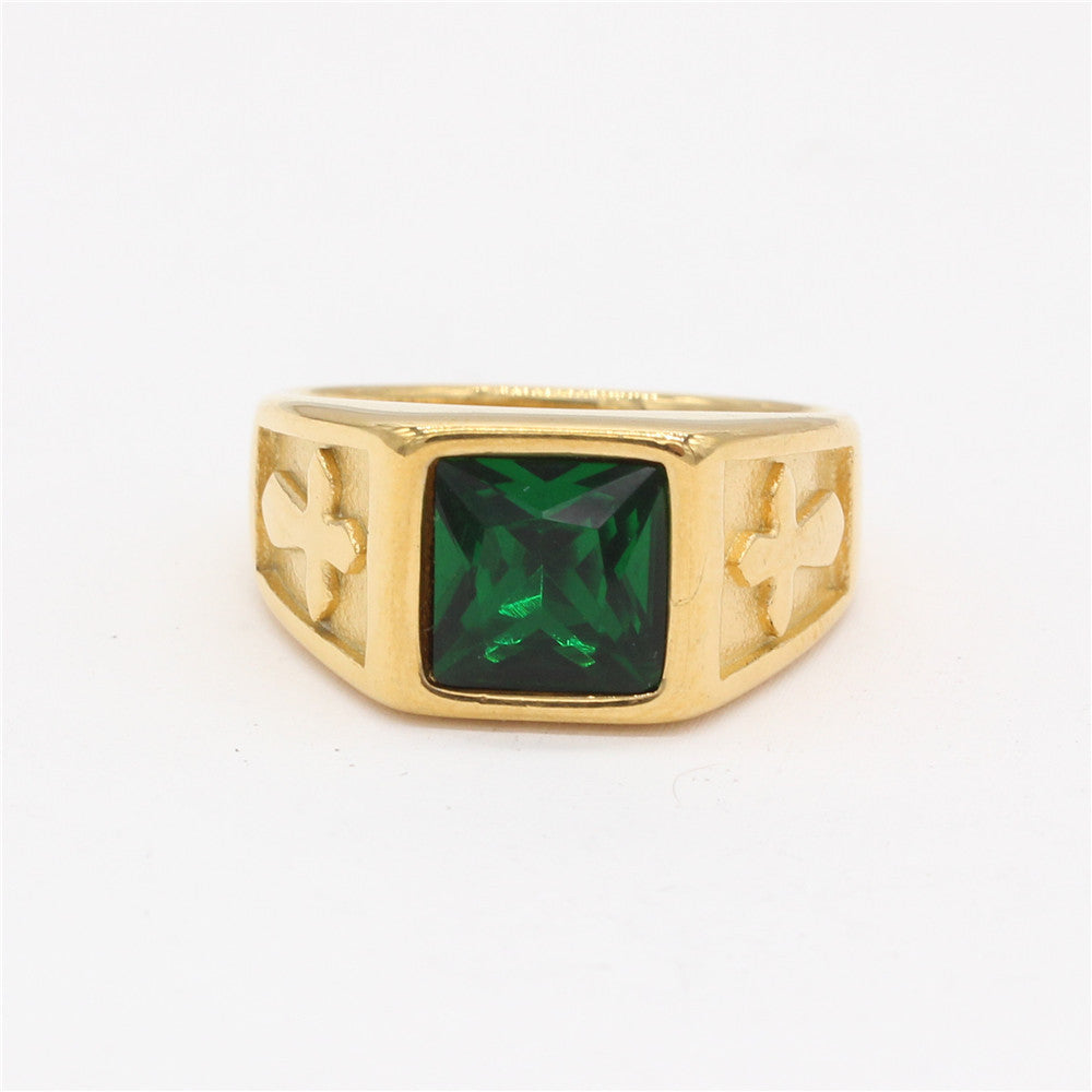 Planderful Everyday Genie Zircon Titanium Steel Ring Unisex Cross Design Bold Statement
