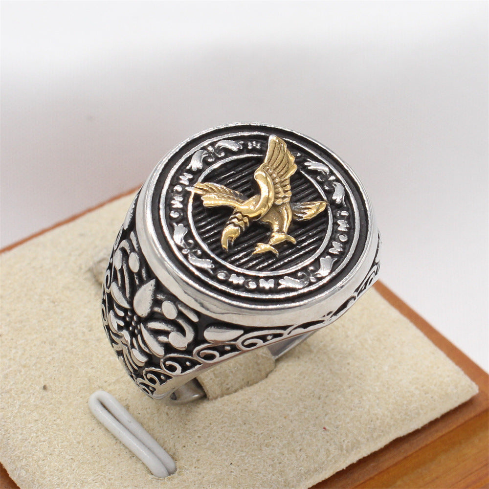 Planderful Titanium Steel Ring For Men Unisex Retro Eagle Protection Statement Everyday Genie