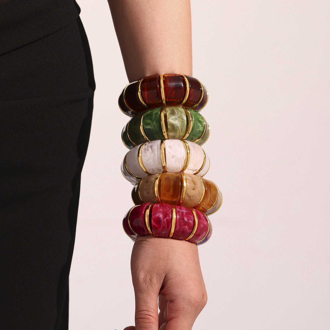 Planderful Candy Color Resin Elastic Rope Bracelet For Women