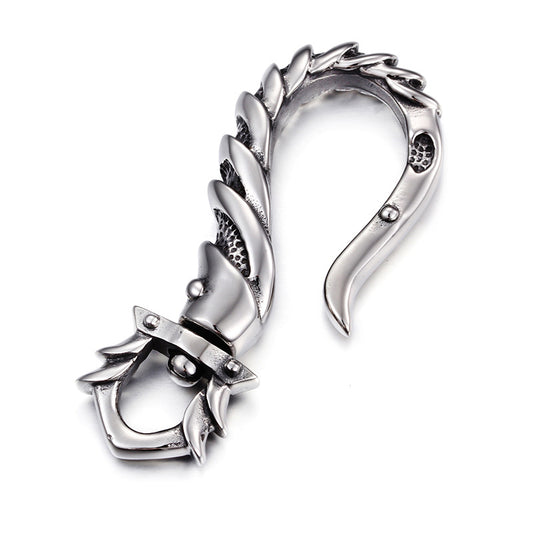 Stylish Men's Titanium Steel Retro Fish Hook Pendant - European and American Fashion Jewelry
