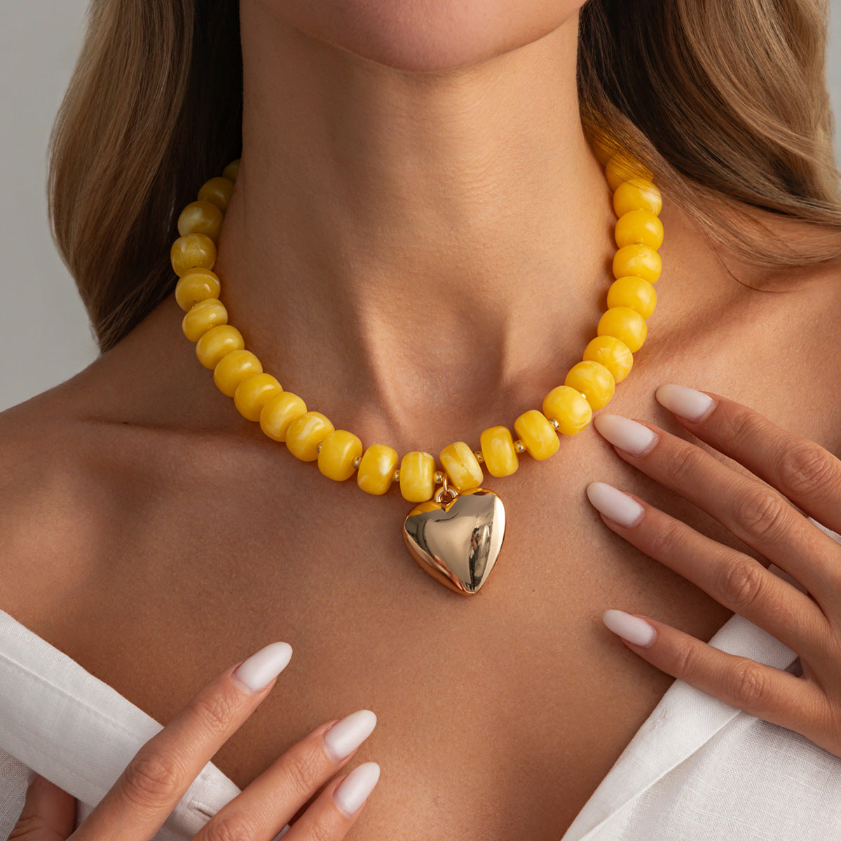 Candy-Color Heart Beaded Necklace