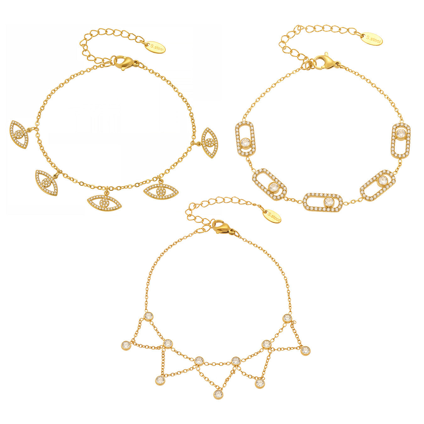 Planderful Zircon Stainless Steel Bracelet For Women