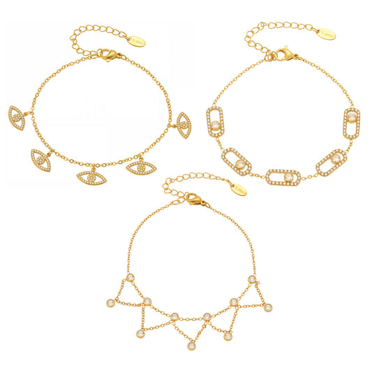 Planderful Zircon Stainless Steel Bracelet For Women